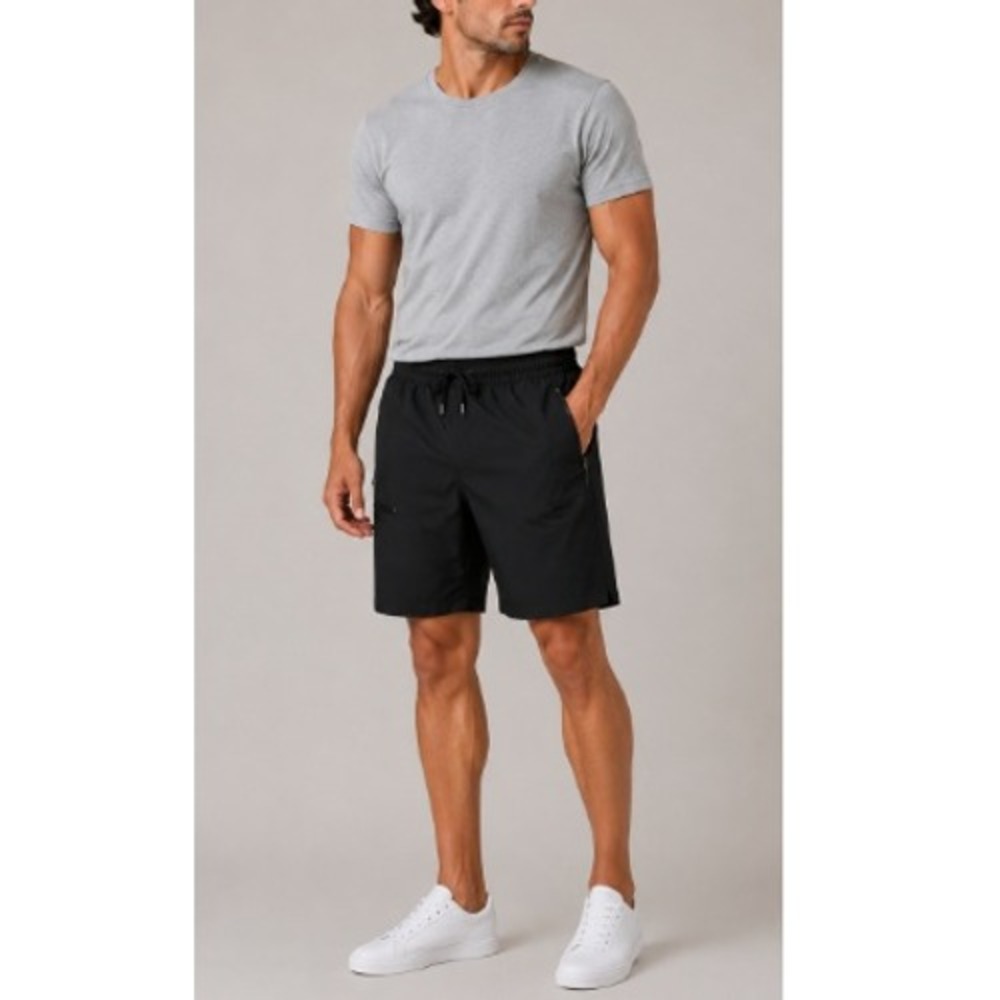Willit Men's Black Elastic Waist Side Pockets 7 Hiking Athletic Short Size S NWT